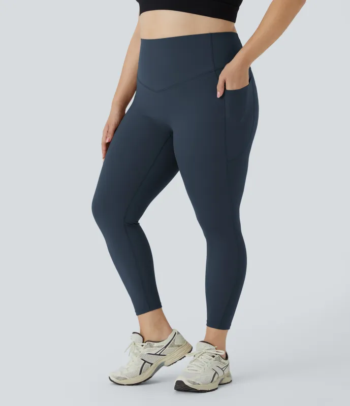 Halara Leggings SoCinched talla grande entrenamiento bolsillo lateral moldeador abdomen tiro alto - Carbon - 1X(full_length) made by Halara