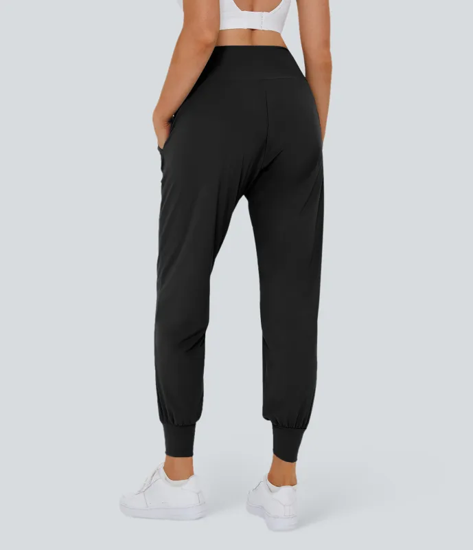Halara Joggers bolsillo lateral liso tiro alto - Black - XS(regular) made by Halara
