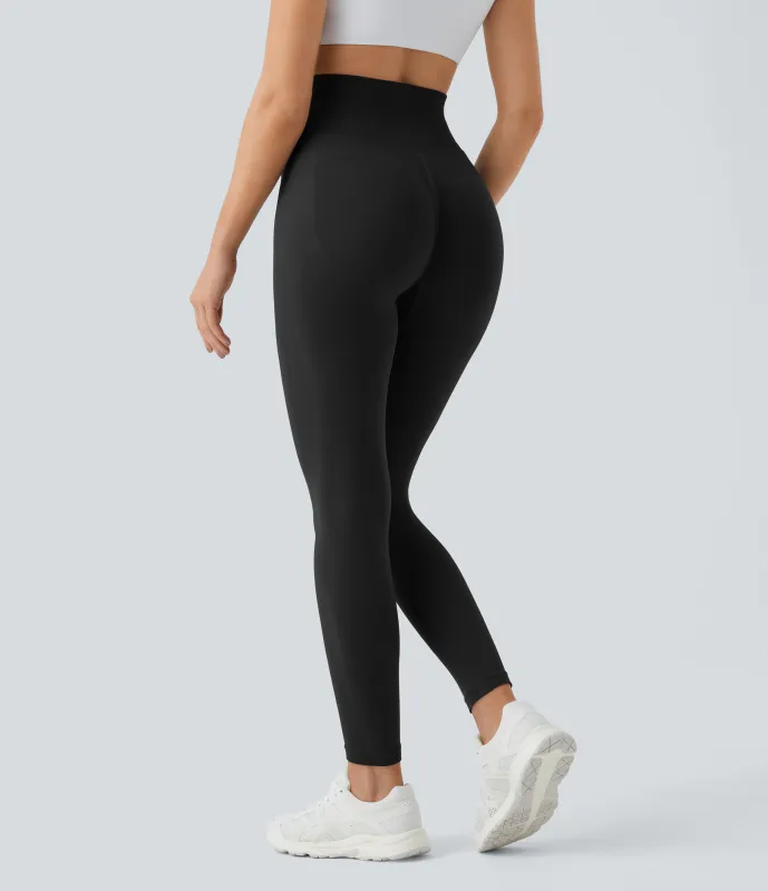 Halara Leggings levantamiento glúteos liso tiro alto flujo sin costura - Black - M(7/8) made by Halara