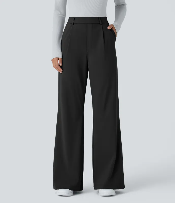 Halara Pantalón  oficina acampanado bolsillo lateral tiro alto - Black - L(tall) made by Halara