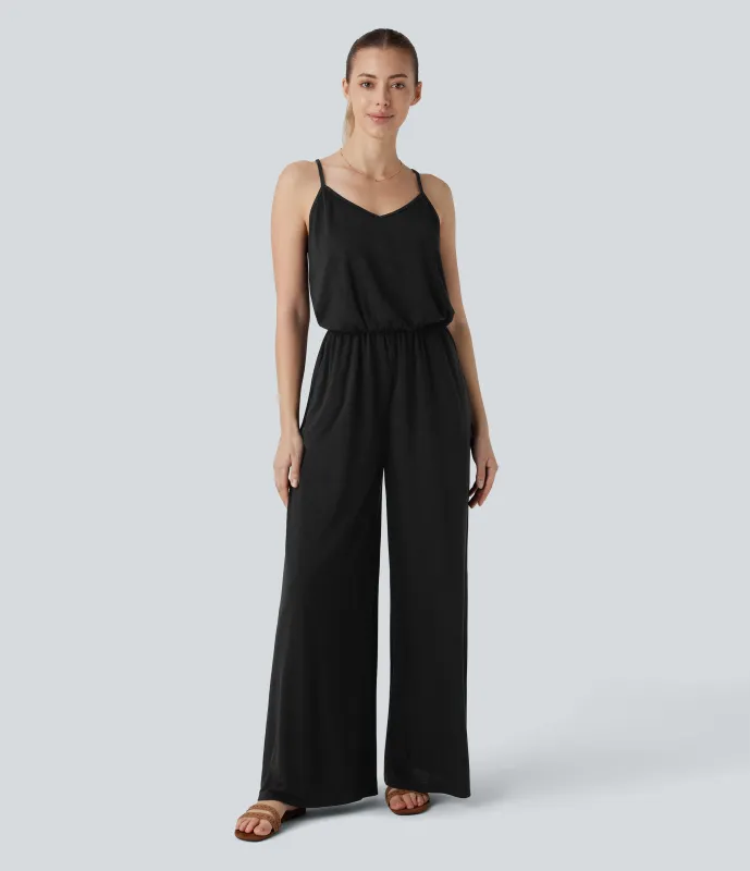 Halara Mono resort pierna ancha bolsillo lateral correa ajustable extraíble - Black - M(regular) made by Halara