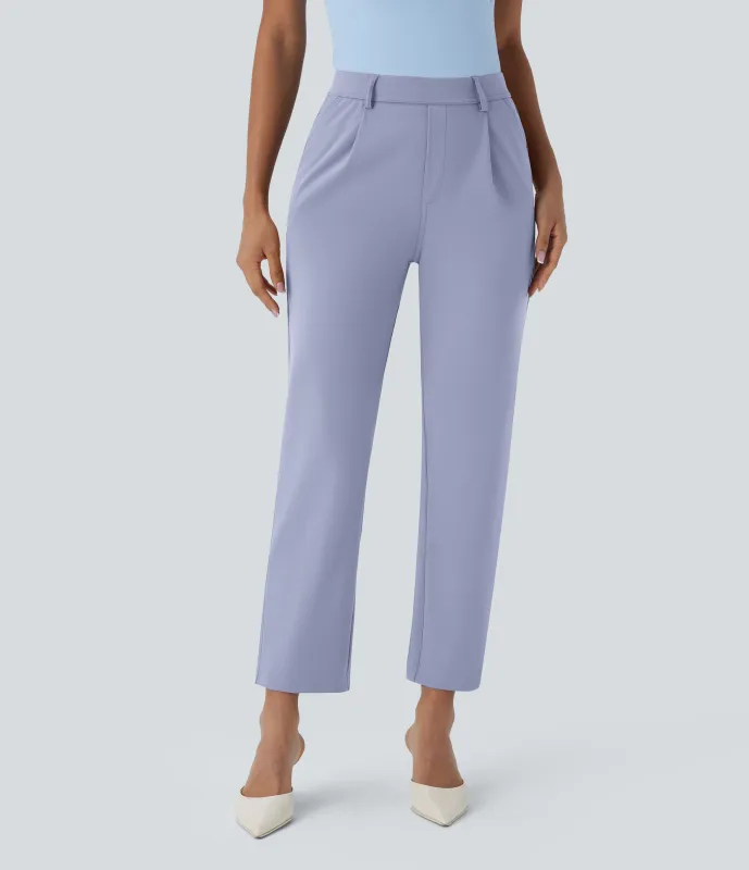 Halara Pantalón oficina tiro alto ajustado tobillo bolsillo lateral - Icelandic Blue - XL(regular) made by Halara