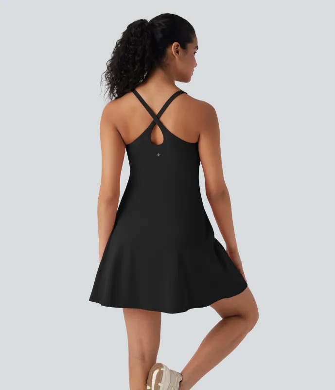 Halara Vestido deportivo SoftlyZero™ Plush afelpado largo edición Easy Peezy en copas D-F - Black - L(Long) made by Halara