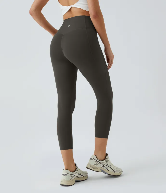 Halara Leggings capri entrenamiento moldeador bolsillo lateral tiro alto - Hazelnut Black - M made by Halara