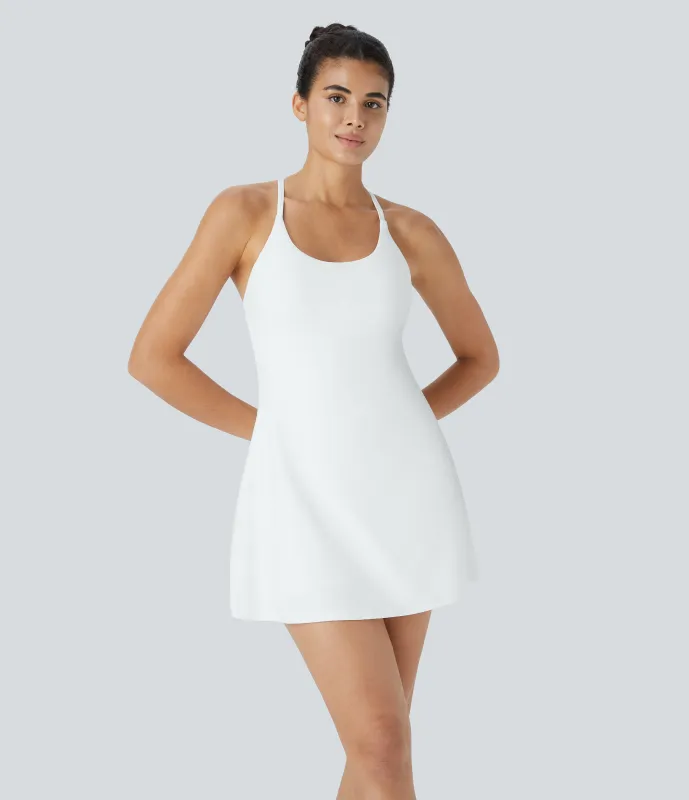 Halara Vestido deportivo SoftlyZero™ Plush afelpado sin espalda en copas D-F - White - S made by Halara