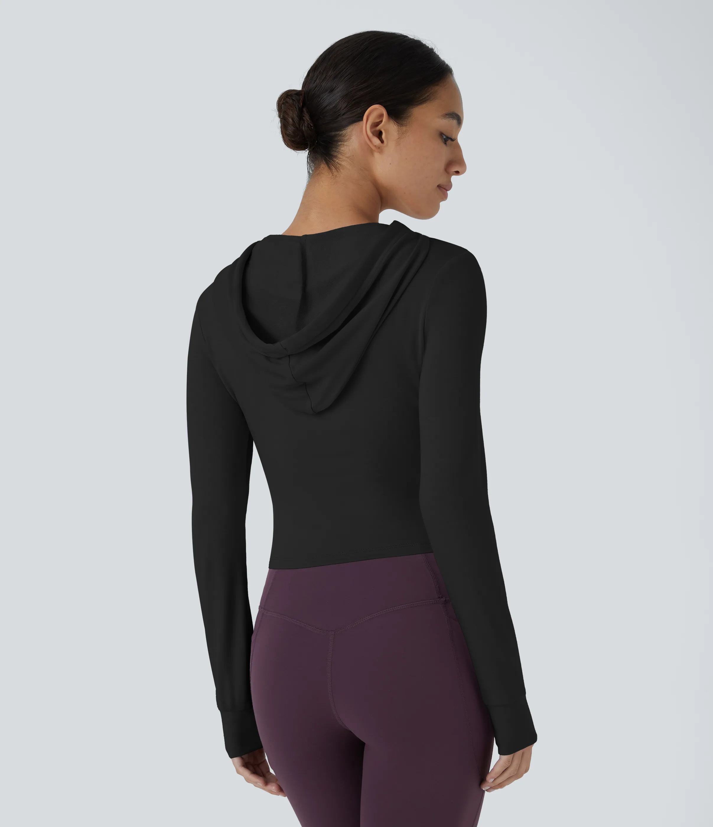Halara Sudadera con capucha informal y cordón recortado - Black - XS sold by Halara product image thumbnail 3