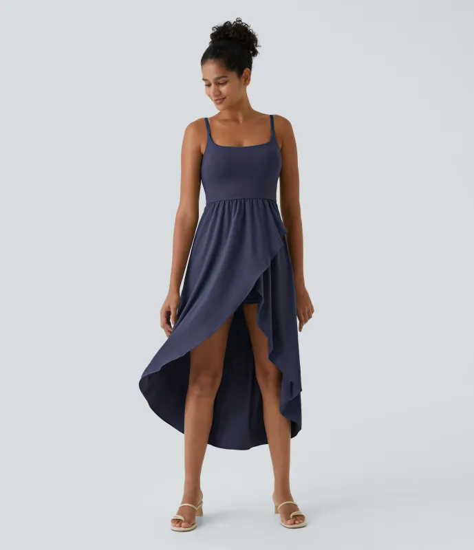 Halara Vestido Midi Breezeful™ 2 piezas tiro alto bajo sin espalda holgado secado rápido bolsillo lateral - Patriot Blue - XS made by Halara