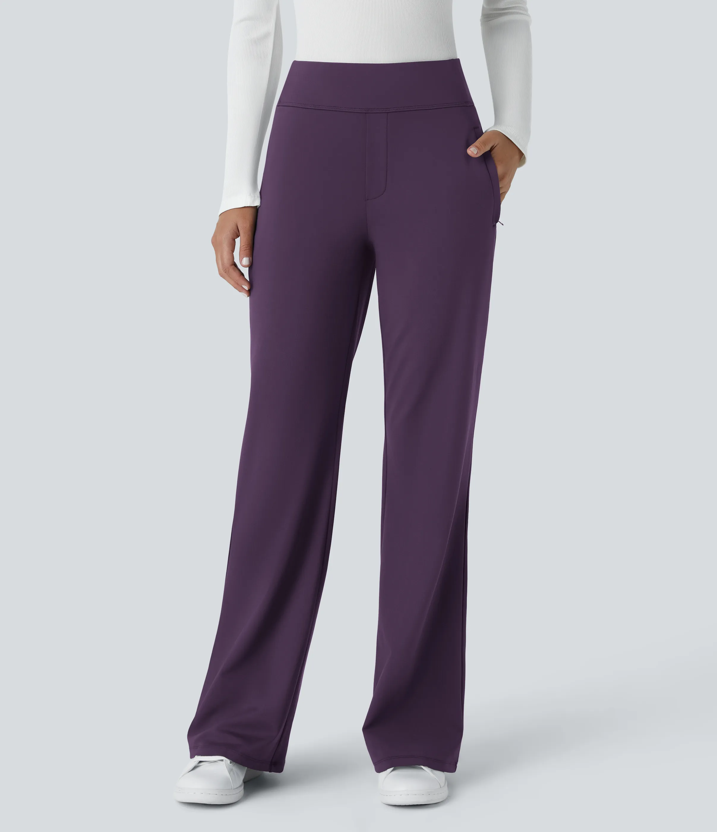 Halara Pantalón oficina acampanado bolsillo lateral tiro alto - Blackberry Cordial - XS(petite) sold by Halara product image thumbnail 4