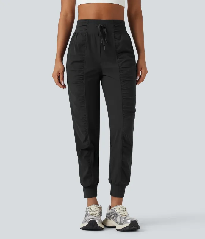 Halara Joggers de baile de tiro alto ajustado con fruncido de secado rápido y con bolsillos - Black - XL(petite) made by Halara