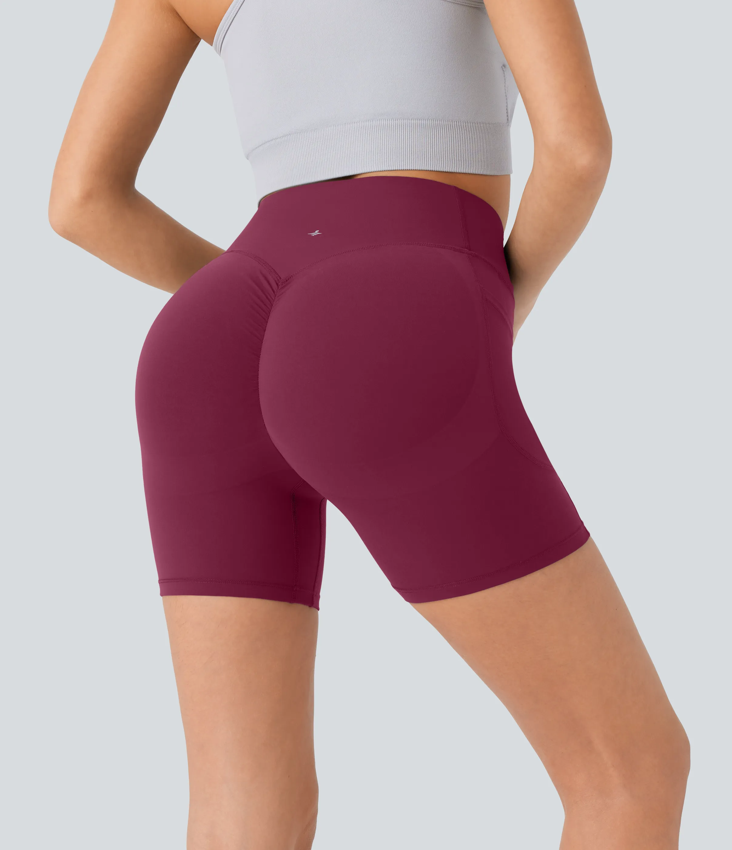 Halara Pantalón corto SoCinched UltraSculpt ciclista tiro alto realce glúteo bolsillo lateral entrenamiento 12.5cm - Red Plum - XL sold by Halara product image thumbnail 3