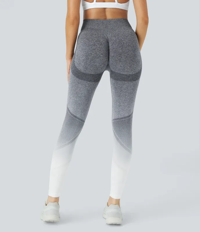 Halara Leggings degradados FLOW sin costuras con tiro alto - Gray White Gradient - L(7/8) made by Halara