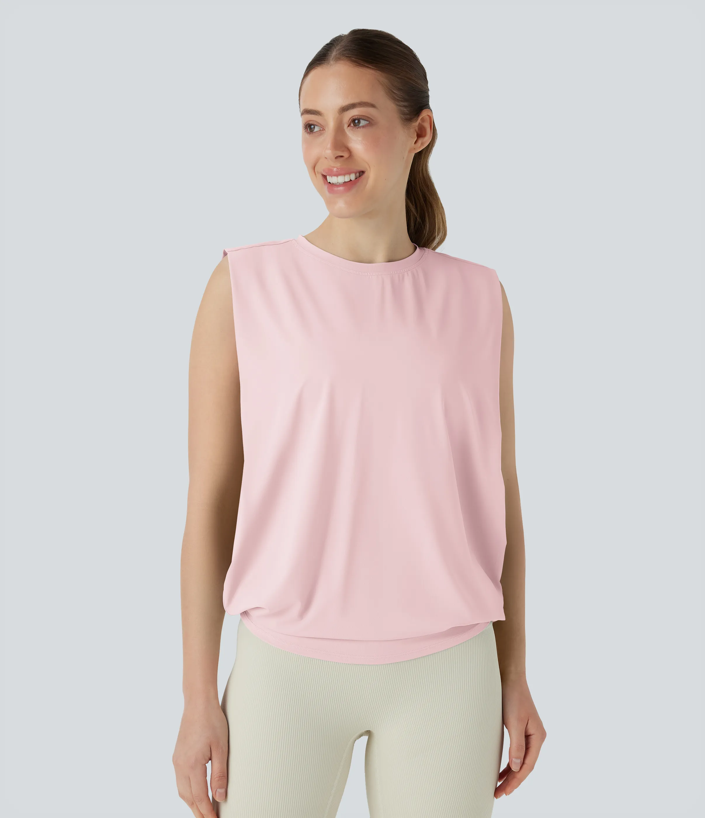 Halara Camiseta yoga cuello redondo fruncido tacto fresco - UPF 50+ - Primrose Pink - XS sold by Halara