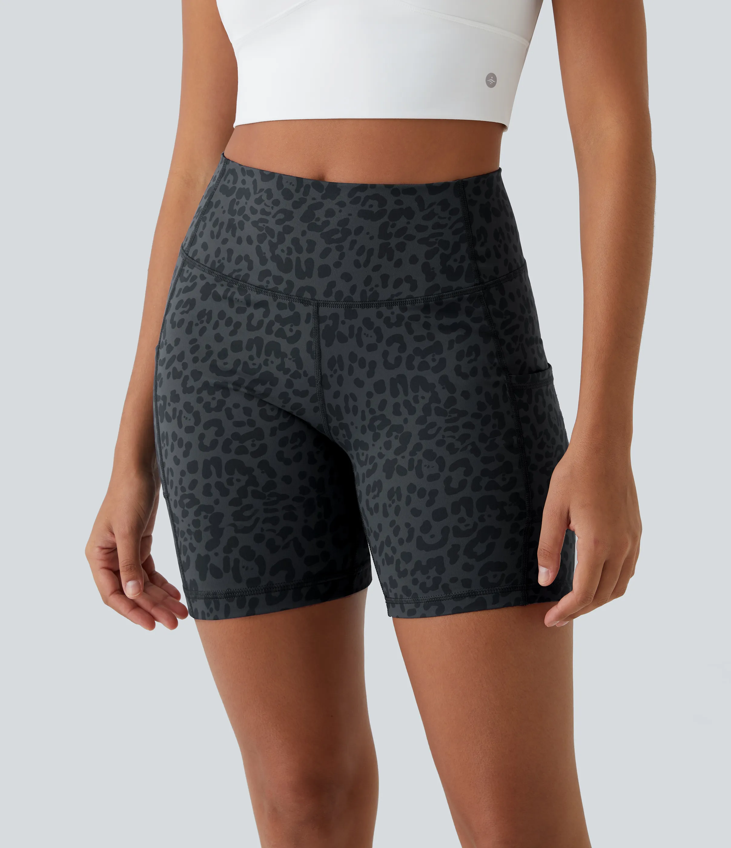 Halara Pantalones cortos ciclistas correr bolsillo lateral tiro alto - Grey Blue - XL sold by Halara product image thumbnail 3