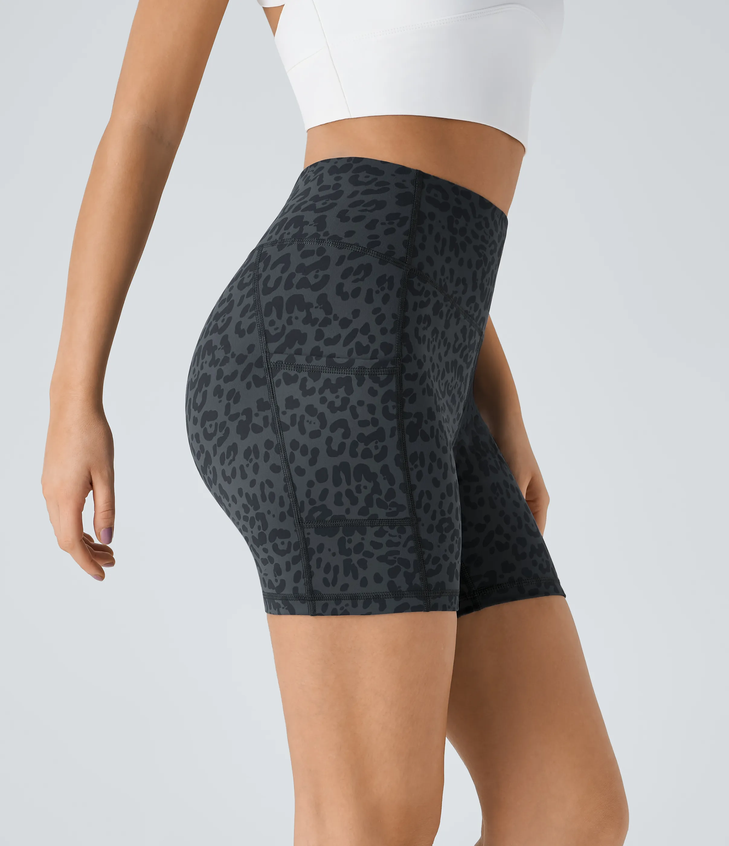 Halara Pantalones cortos ciclistas correr bolsillo lateral tiro alto - Grey Blue - XL sold by Halara product image thumbnail 5