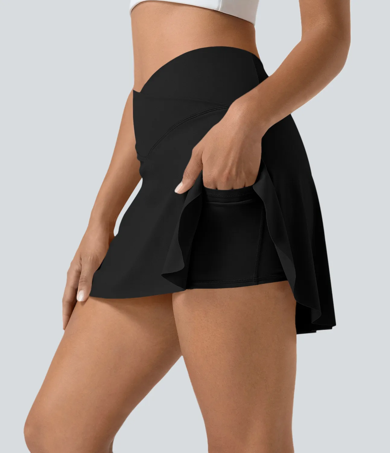 Halara Minifalda tenis Softlyzero™ Airy Crossover 2 en 1 bolsillo lateral tacto fresco tacto suave diario Lucid-UPF 50+ - Black - S sold by Halara product image thumbnail 5