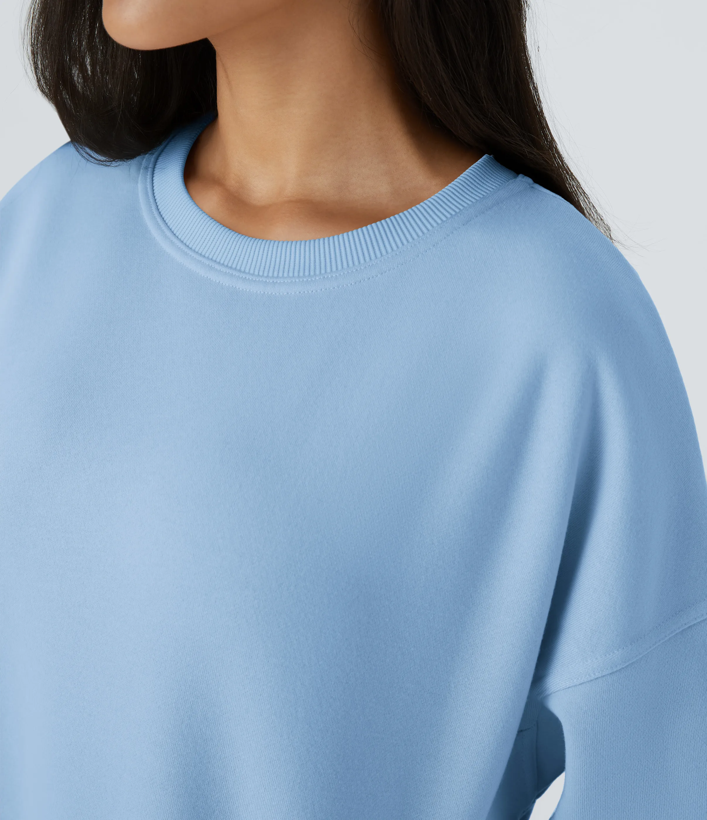 Halara Sudadera polar gran tamaño bolsillo lateral manga larga cuello redondo - Cool Ice Blue - S sold by Halara product image thumbnail 5