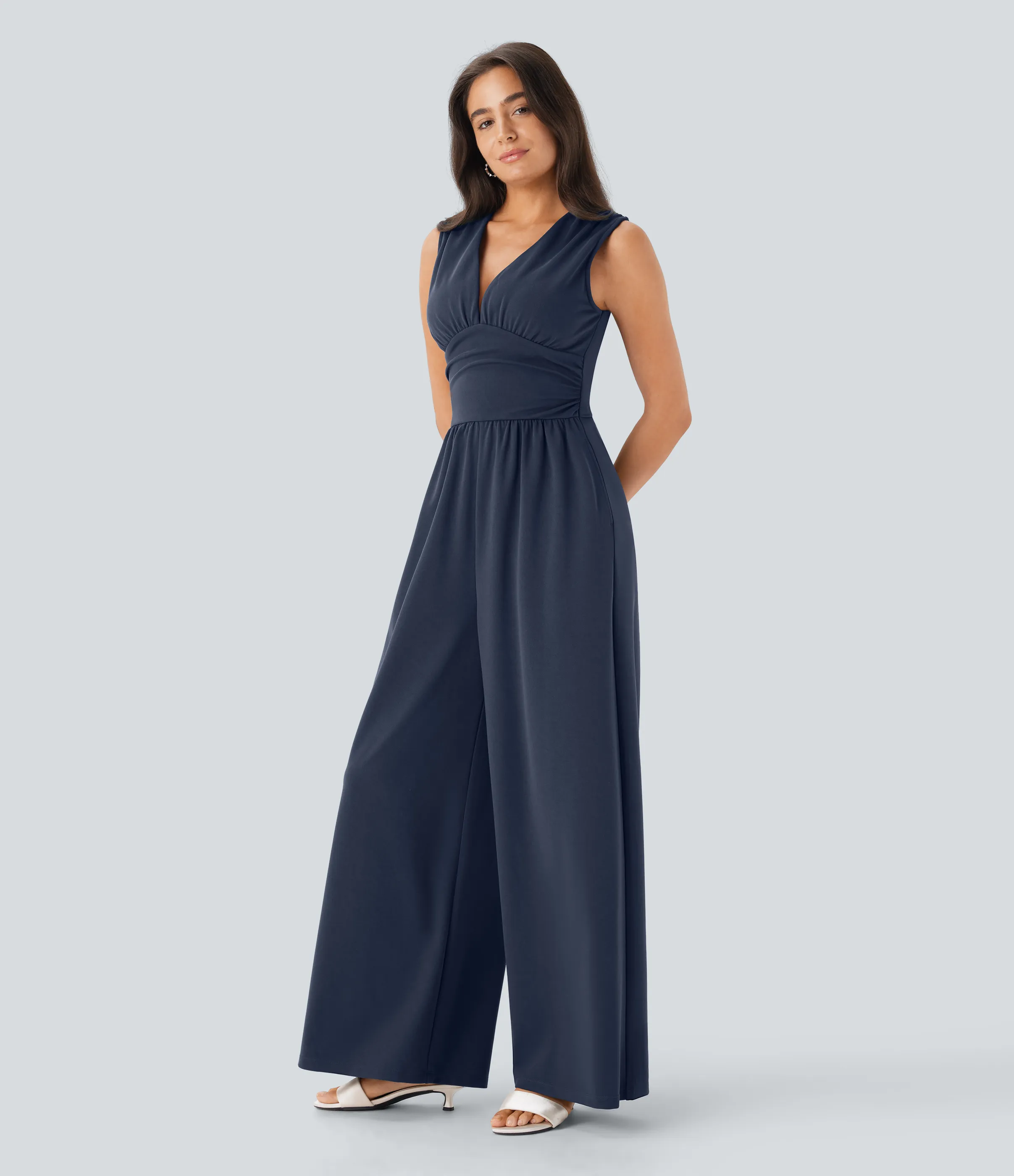 Halara Mono fiesta cuello V sin mangas fruncido lateral cremallera invisible - Easy Peezy - Spellbound - XL(regular) sold by Halara product image thumbnail 4