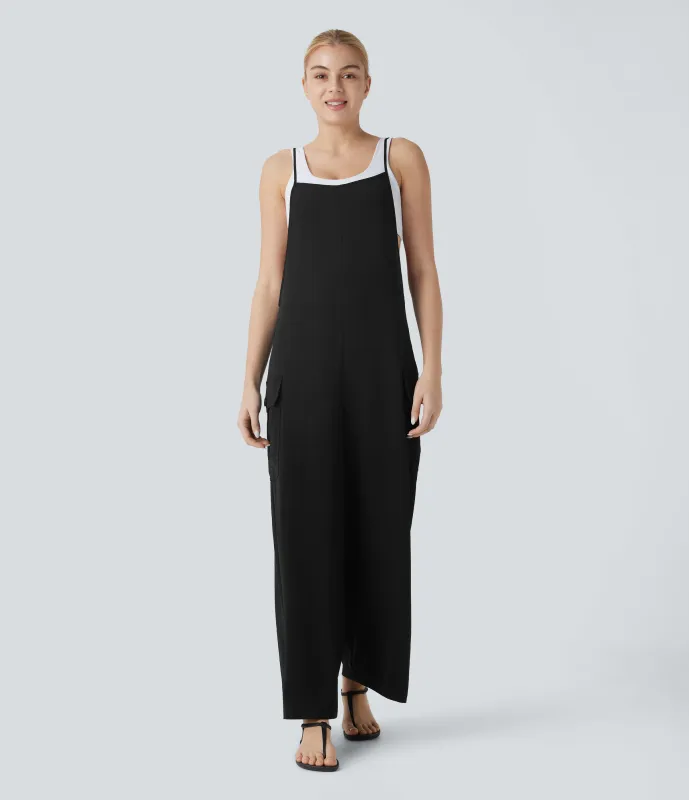 Halara Mono lino bolsillo lateral cremallera invisible correa ajustable - Black - XS(regular) made by Halara