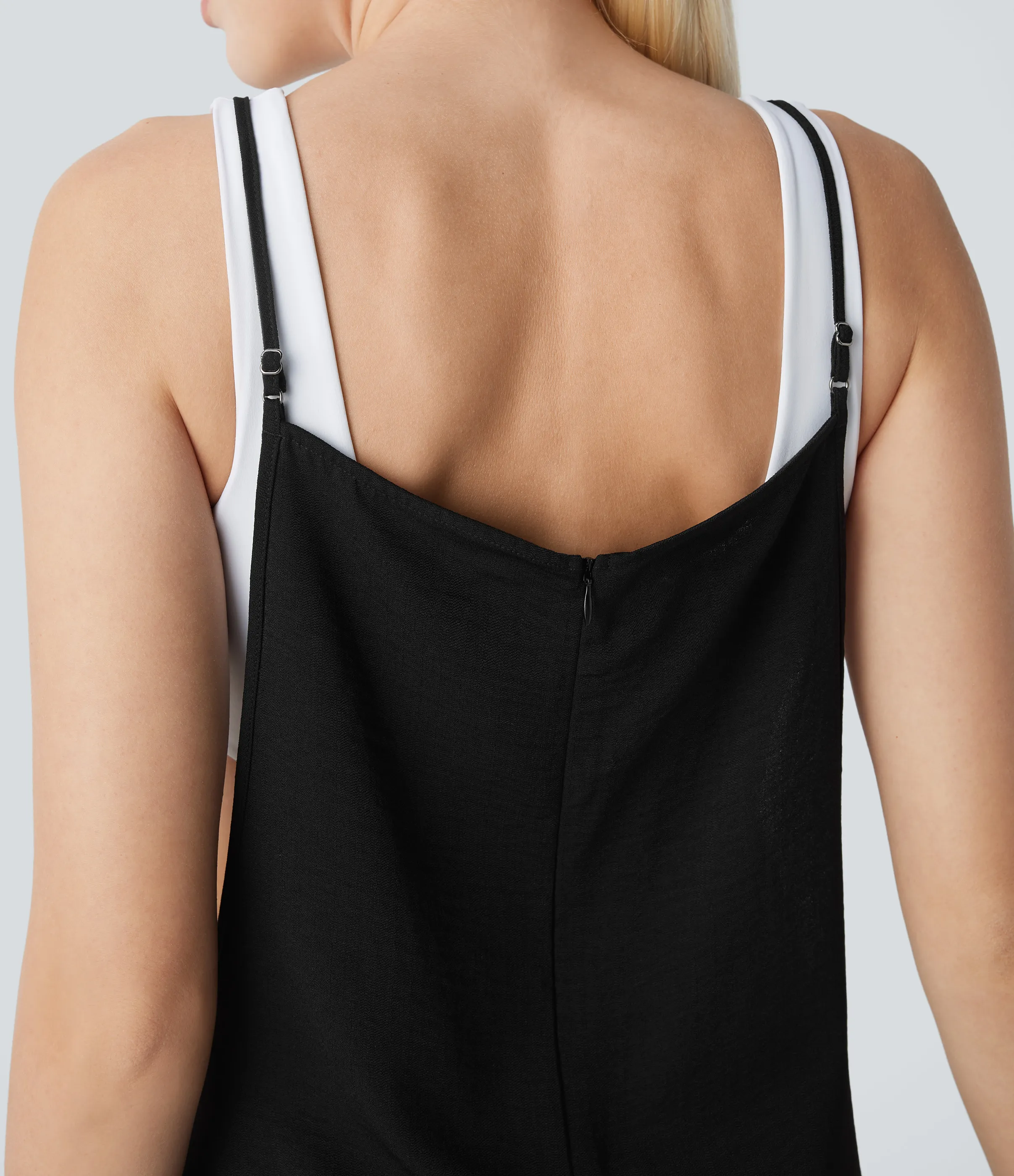 Halara Mono lino bolsillo lateral cremallera invisible correa ajustable - Black - XS(regular) sold by Halara product image thumbnail 5