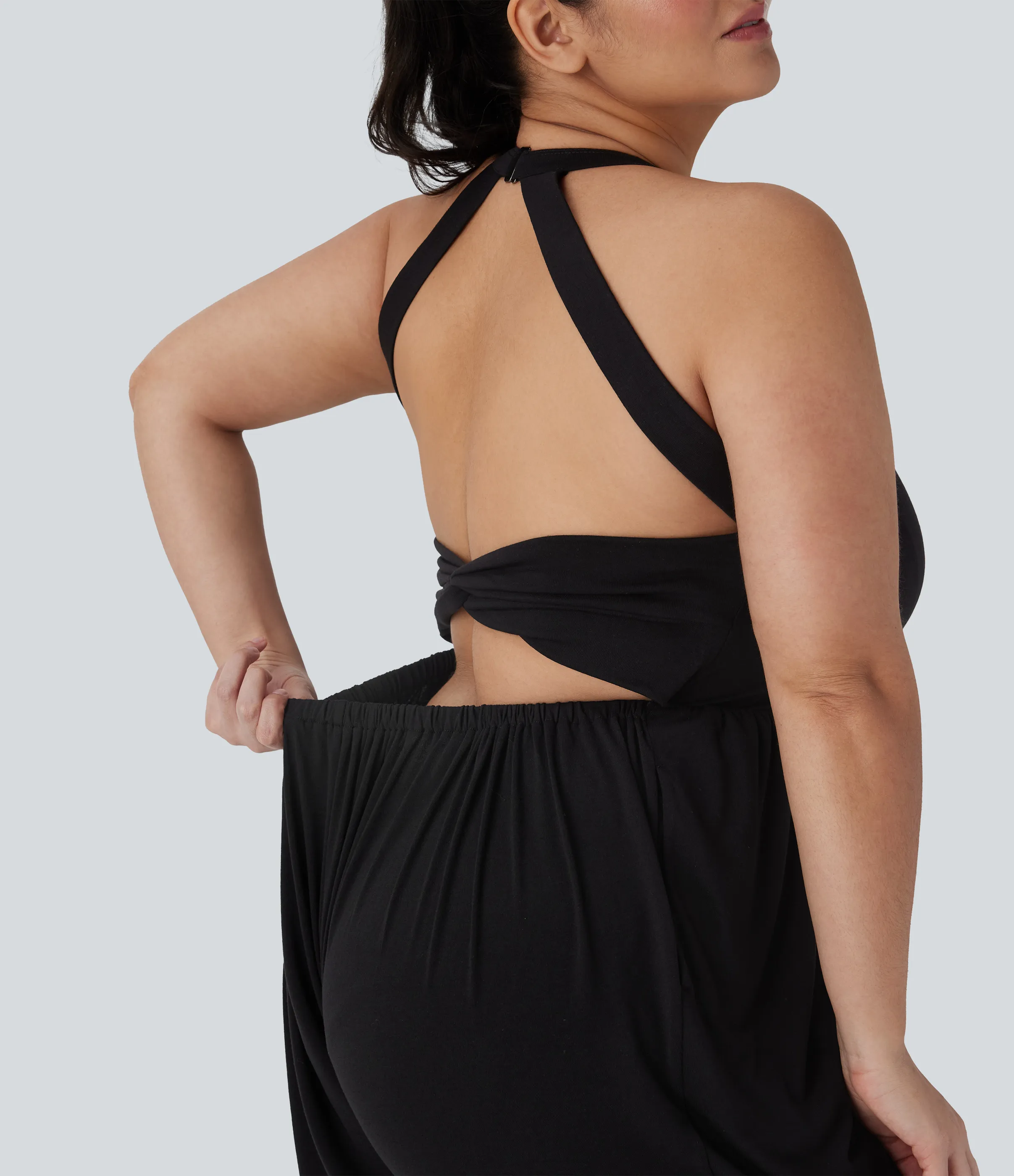 Halara Mono talla grande sin espalda diseño harén torcido bolsillo lateral - Edición Easy Peezy - Black - 2X(regular) sold by Halara product image thumbnail 5