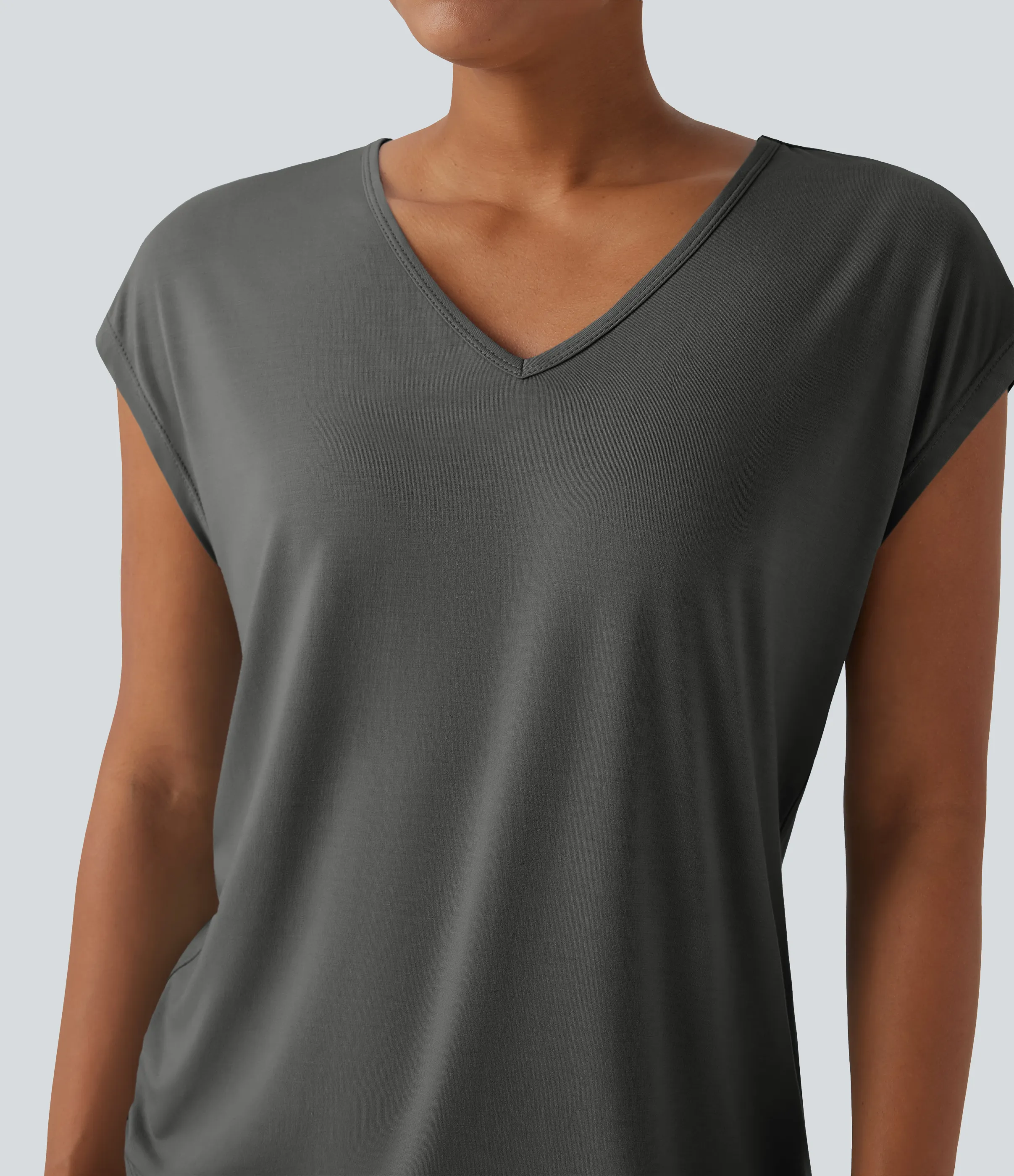 Halara Camiseta casual de manga corta con cuello en V - Night Owl - M sold by Halara product image thumbnail 5