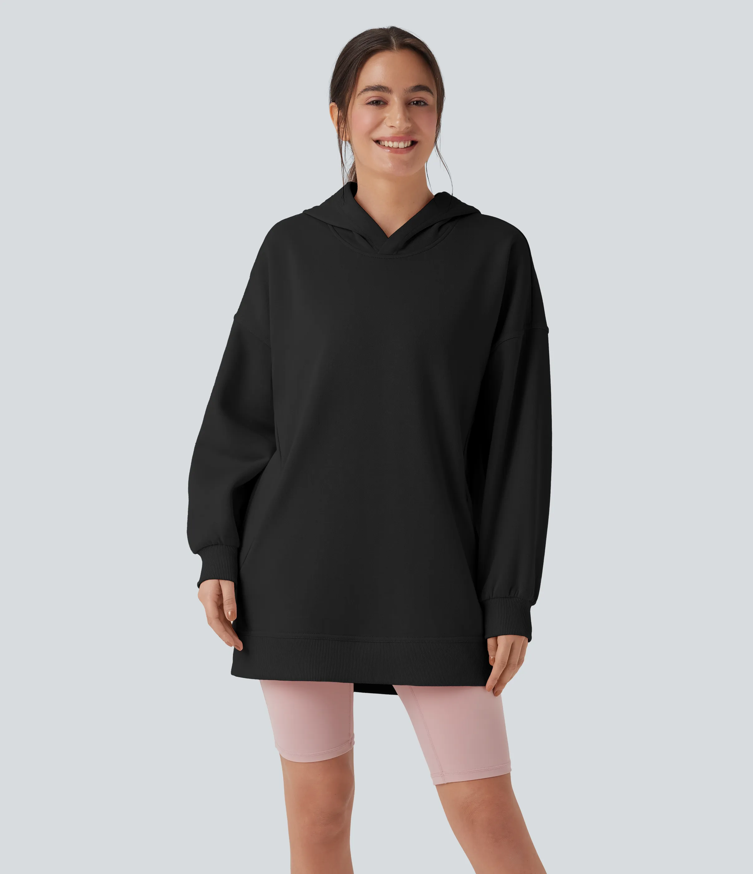 Halara Sudadera casual polar extragrande de manga larga con capucha y bolsillos - Black - M sold by Halara product image thumbnail 3