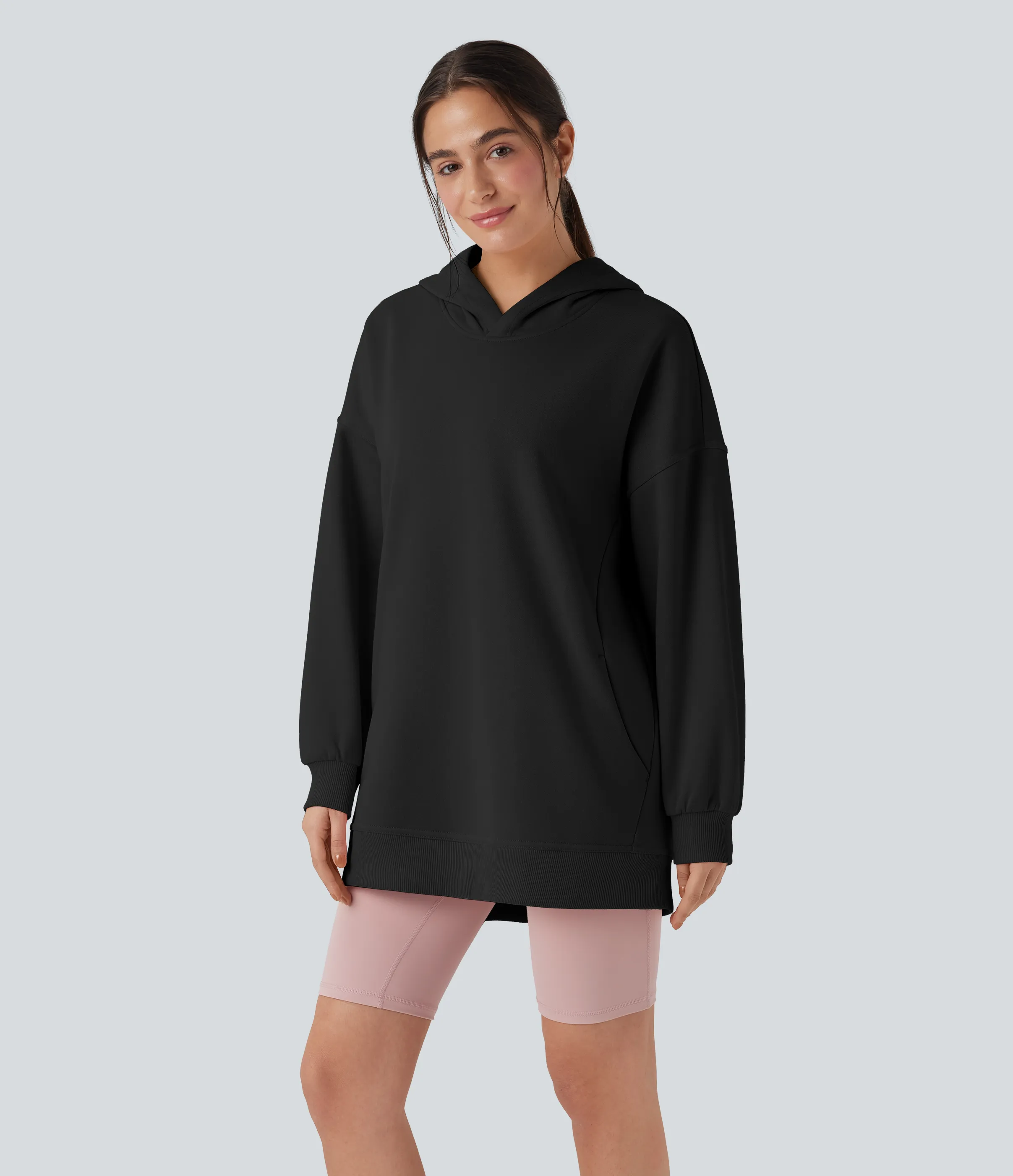 Halara Sudadera casual polar extragrande de manga larga con capucha y bolsillos - Black - M sold by Halara product image thumbnail 4