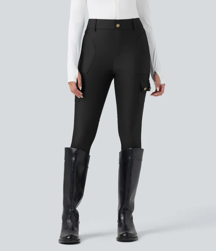 Halara Leggings de tiro alto con brillo y bolsillos en longitud 7/8 - Black - XS(full_length) made by Halara