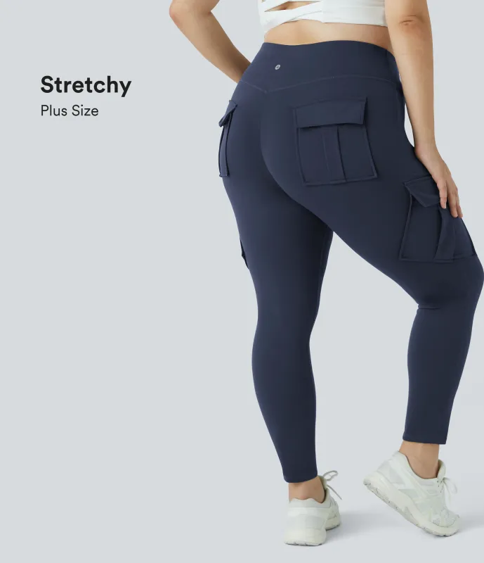 Halara Leggings yoga ajustado bolsillo cargo tiro alto talla grande 7/8 - Midnight Blue - 3X made by Halara