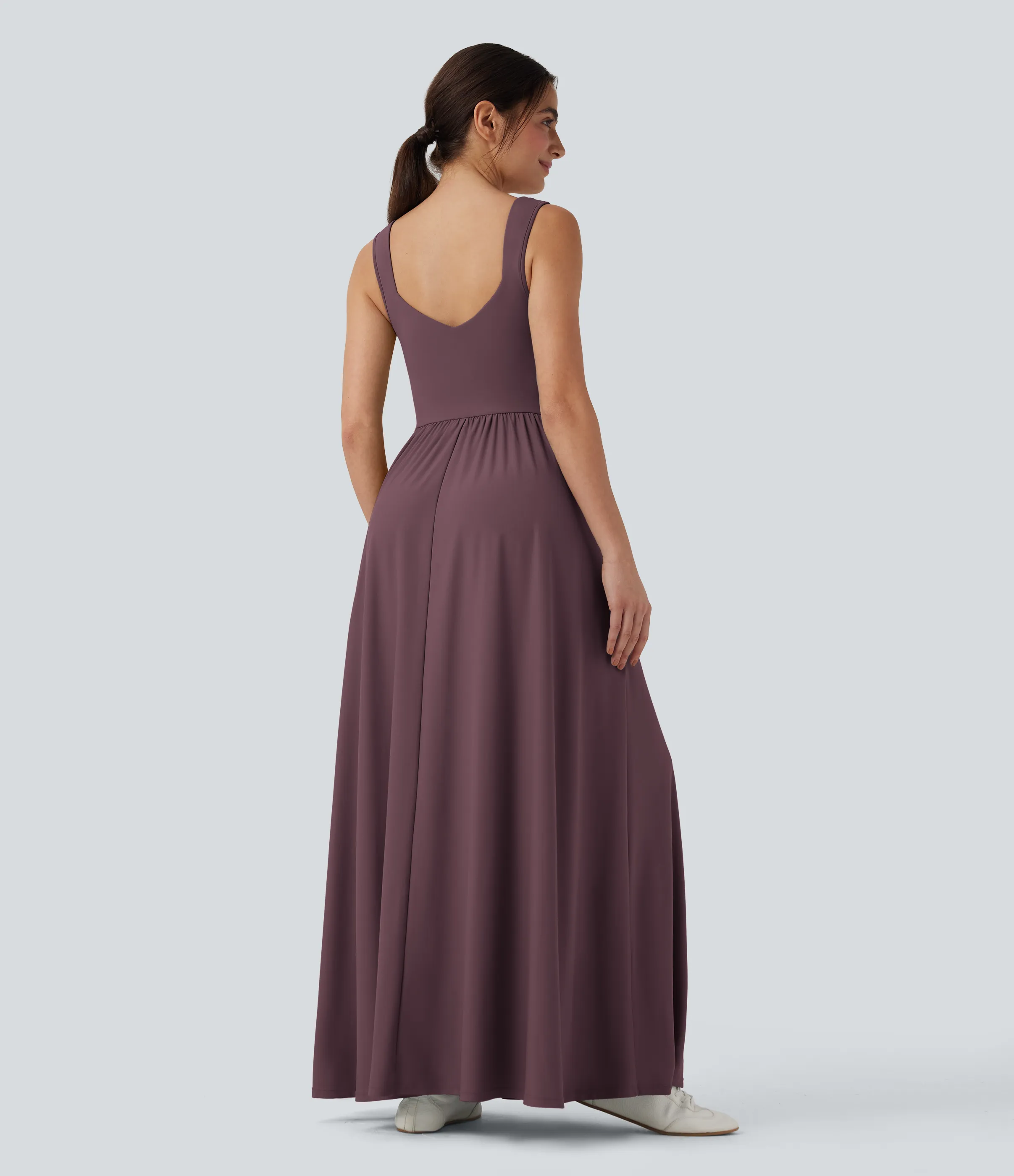 Halara Vestido largo maxi casual fluido con bolsillos - Plum Wine - XL sold by Halara product image thumbnail 3