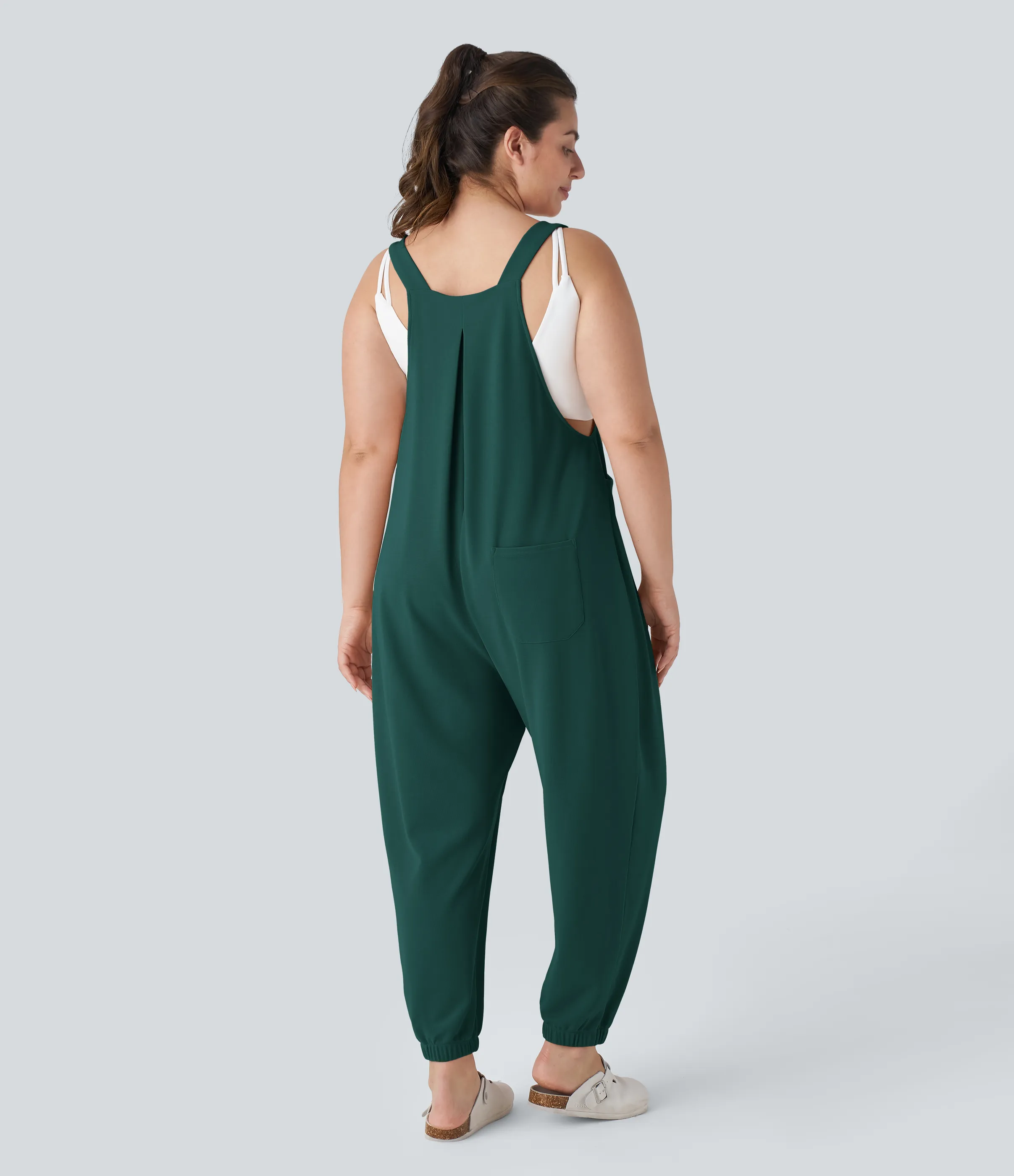 Halara Jogger Overol correa ajustable botón múltiple bolsillo plisado gofre talla grande - Forest Biome - 2X sold by Halara product image thumbnail 3