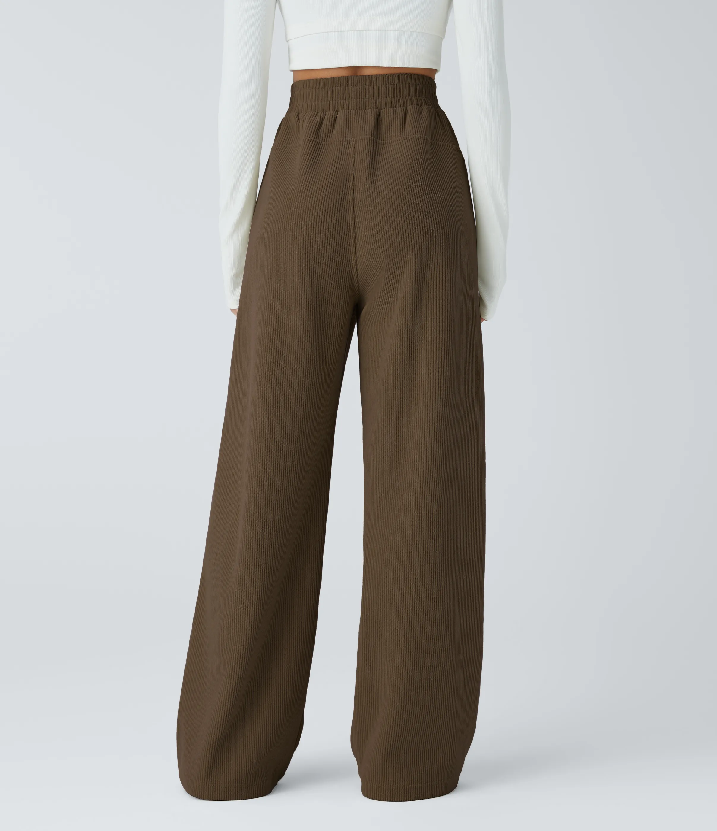 Halara Pantalón pana tiro alto bolsillo lateral pierna recta - Dark Earthy Brown - L(regular) sold by Halara product image thumbnail 3