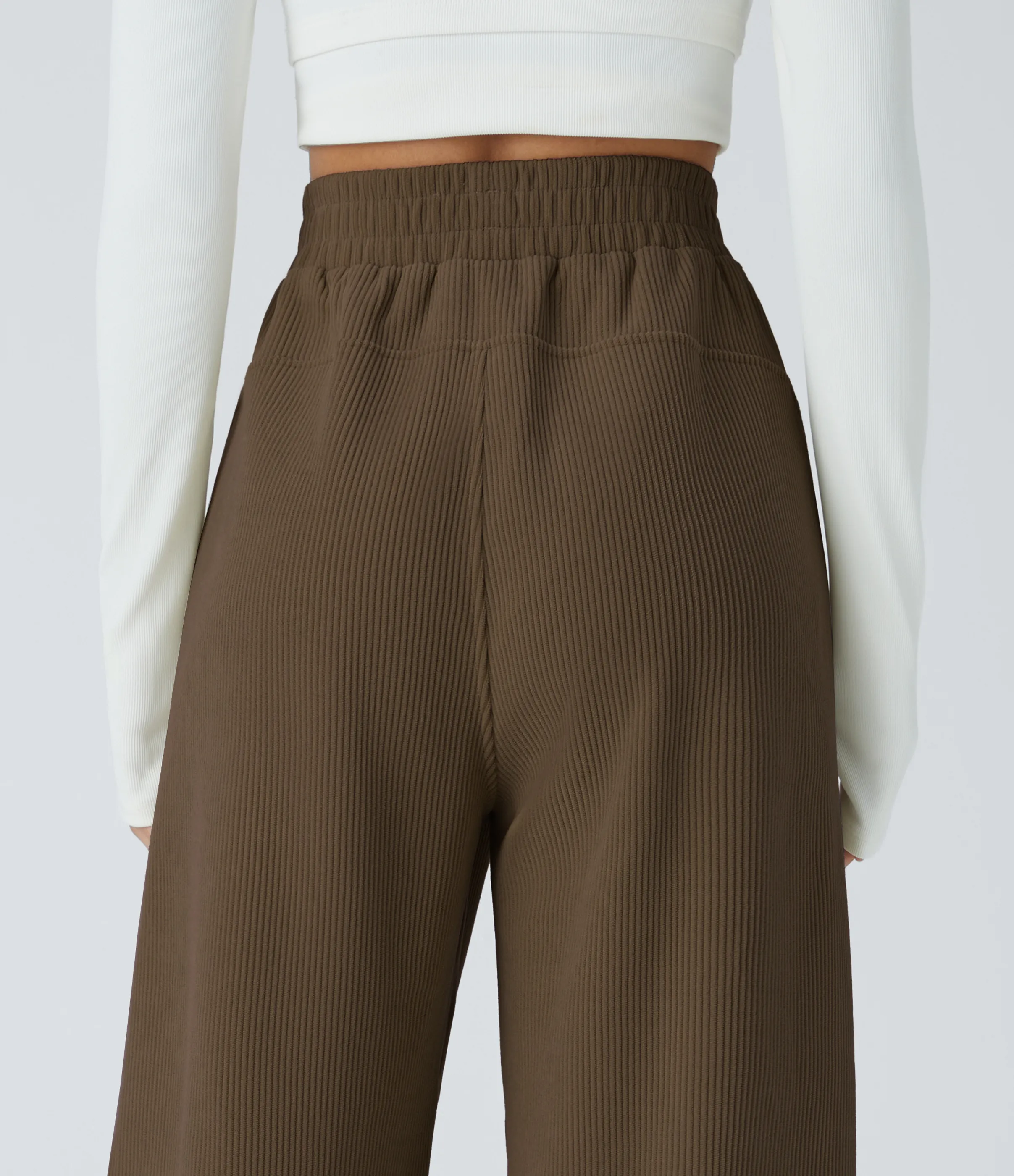 Halara Pantalón pana tiro alto bolsillo lateral pierna recta - Dark Earthy Brown - L(regular) sold by Halara product image thumbnail 5