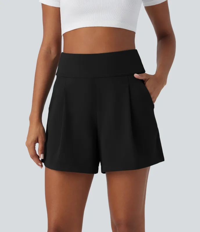 Halara Pantalón oficina pierna ancha bolsillo lateral plisado tiro alto - Black - L made by Halara