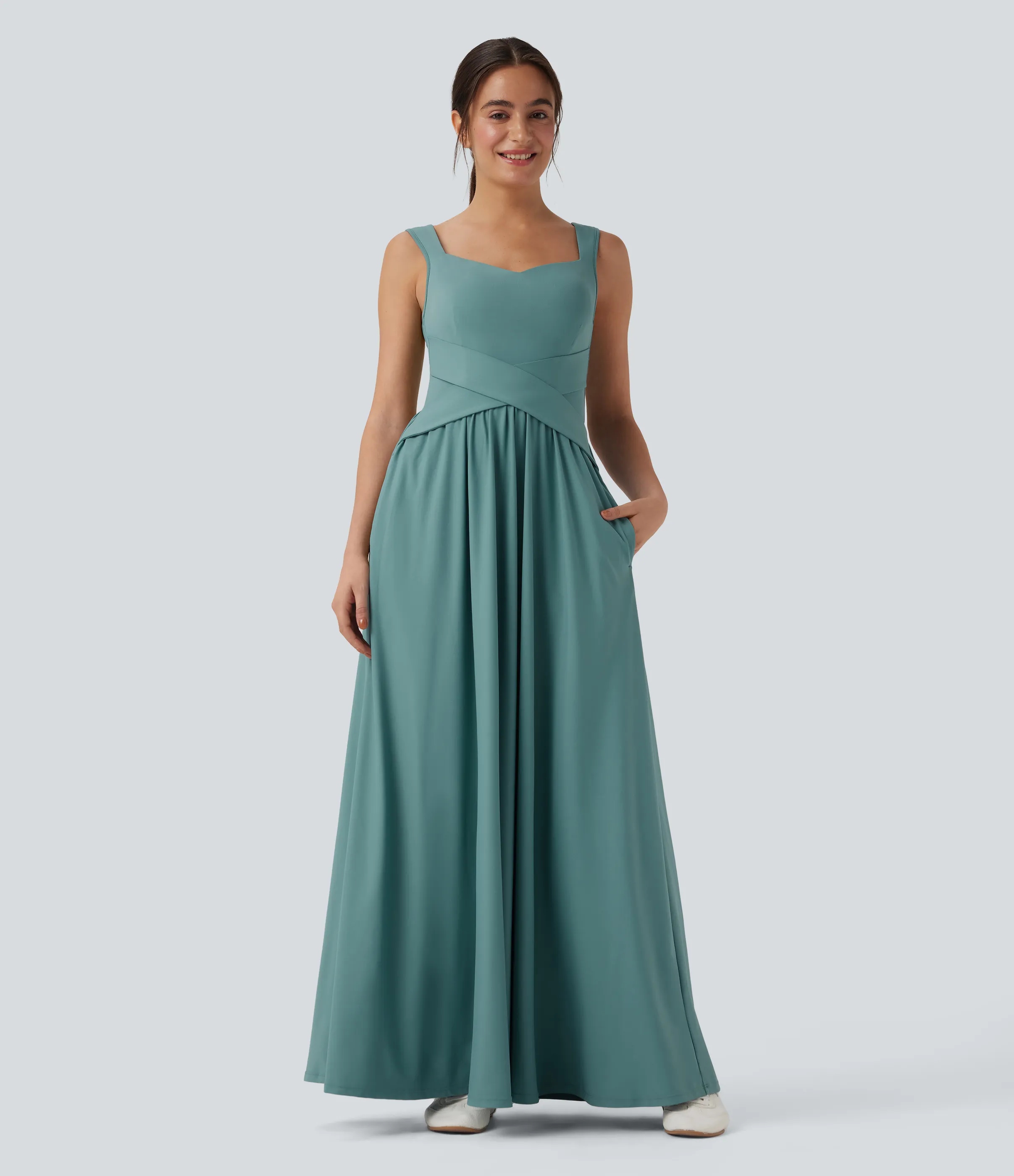 Halara Vestido largo maxi casual fluido con bolsillos - Azure - XL sold by Halara product image thumbnail 5
