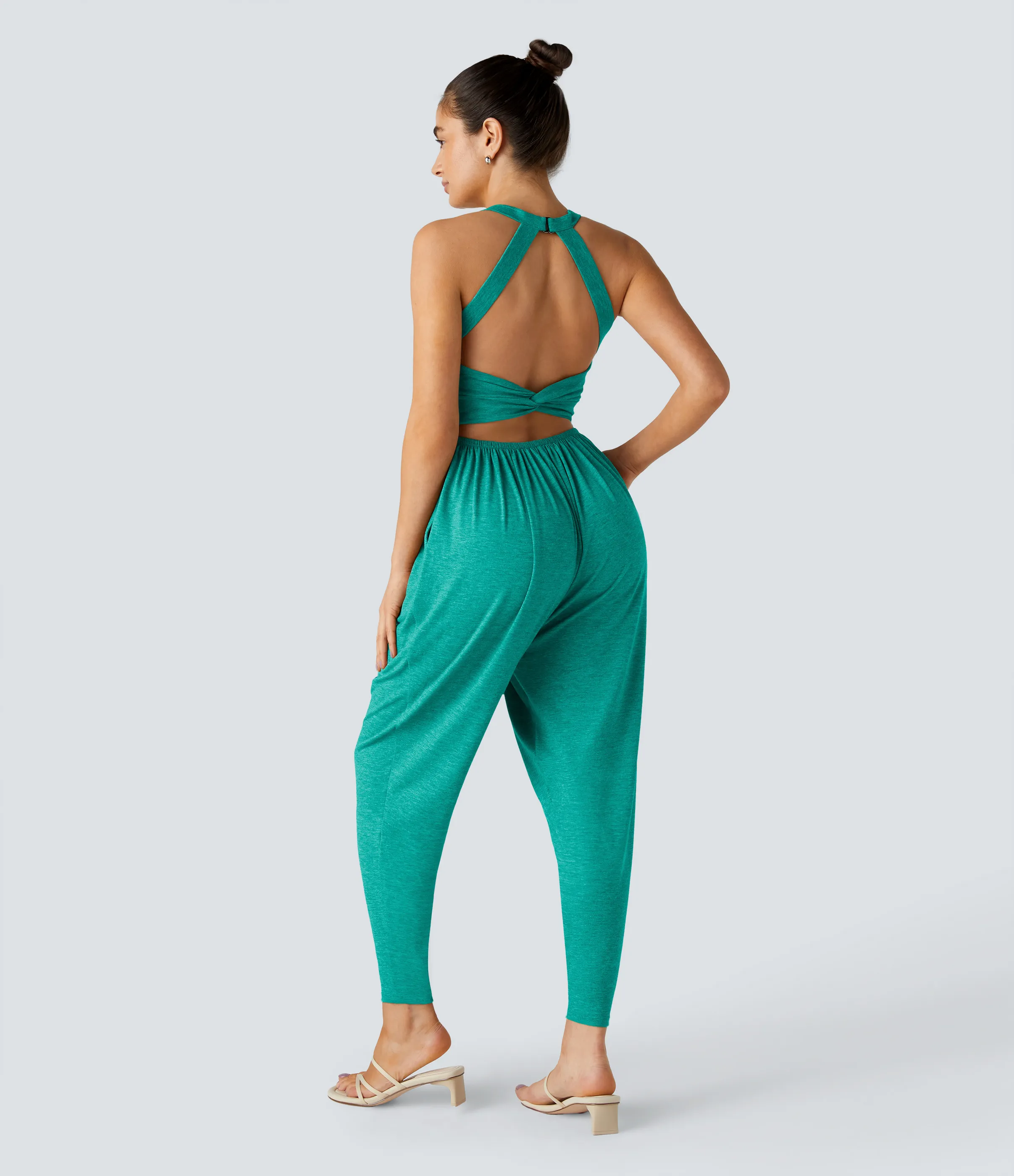 Halara Mono harén bolsillo lateral cuello U torcido sin espalda - Reef Mint Green - XS(regular) sold by Halara