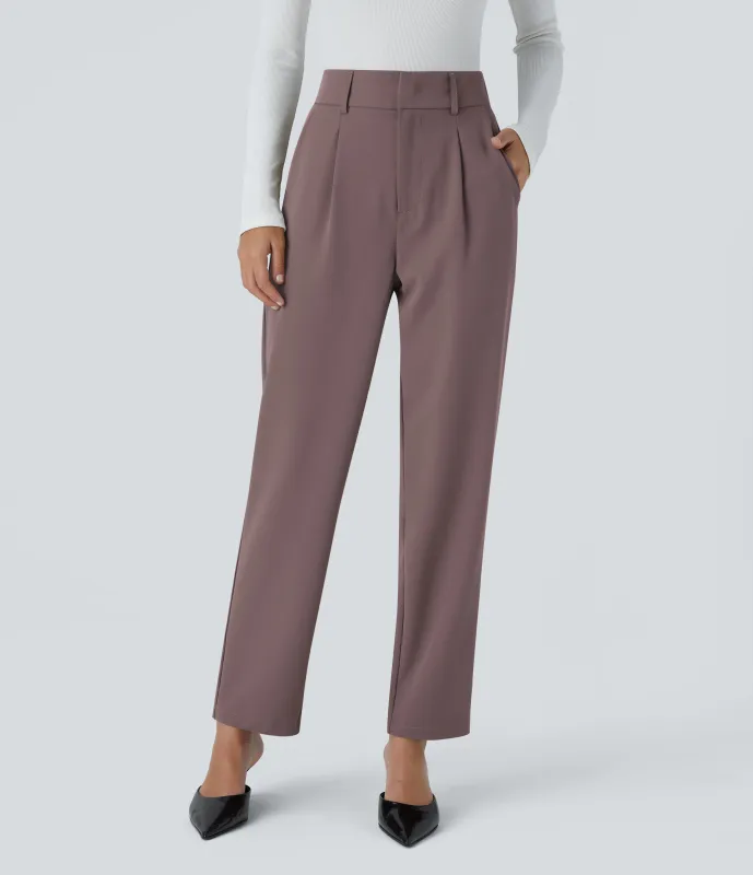 Halara Pantalón oficina ajustado tiro alto bolsillo lateral - Roselle Purple - XS(regular) made by Halara