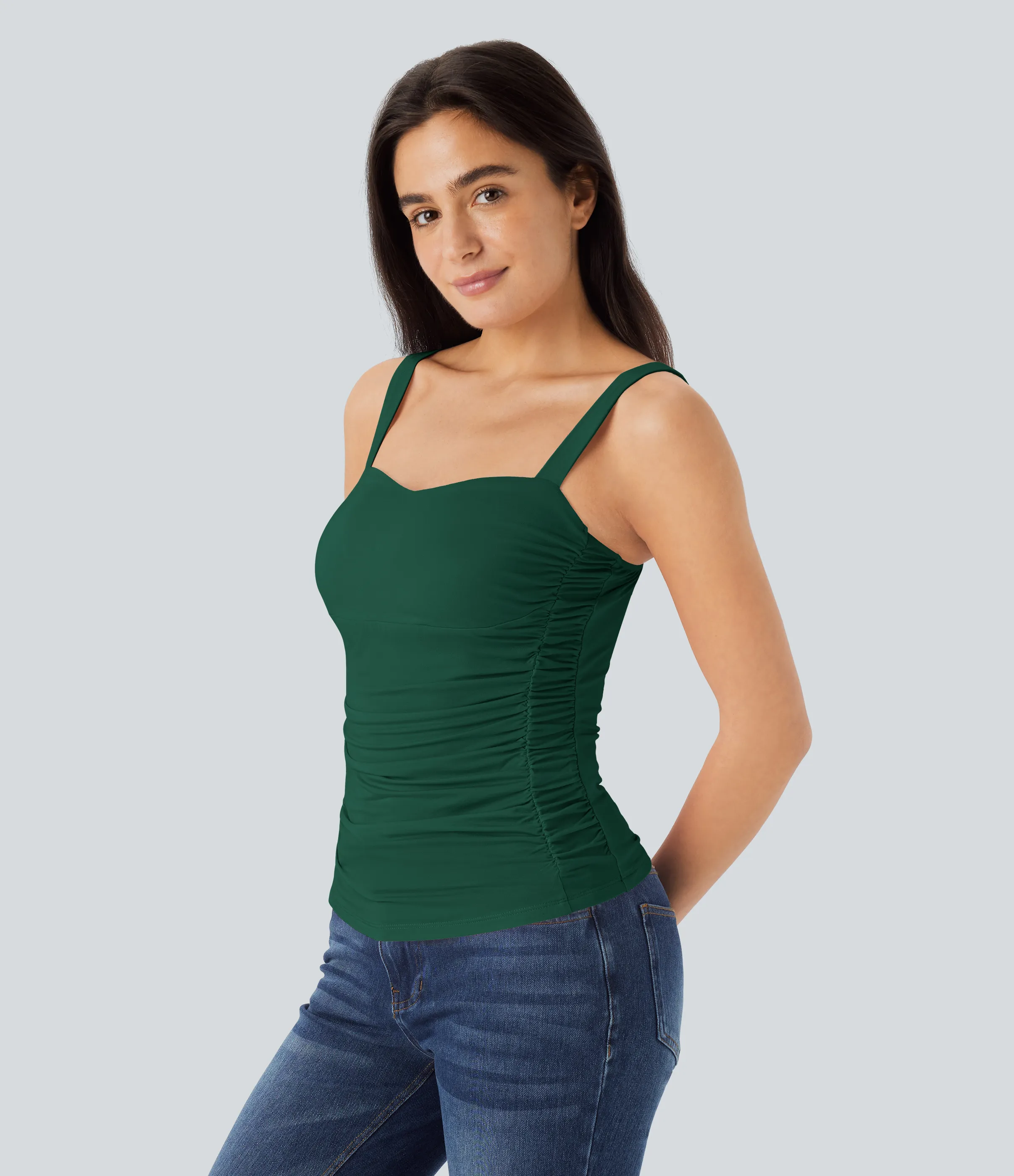 Halara Top sin mangas sin espalda fruncido - Rain Forest - XS sold by Halara product image thumbnail 4