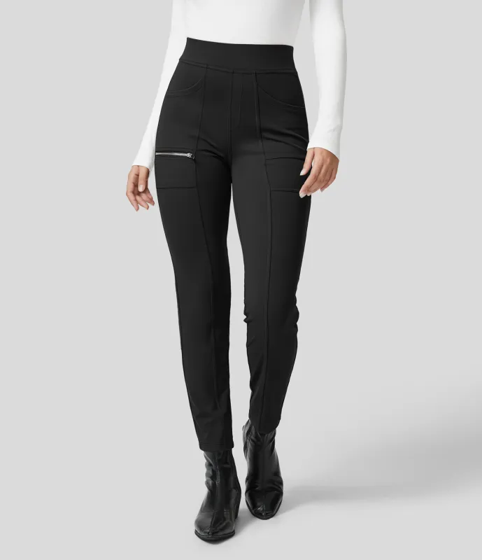 Halara Pantalón ajustado cremallera múltiple bolsillo tiro alto - Black - M(tall) made by Halara