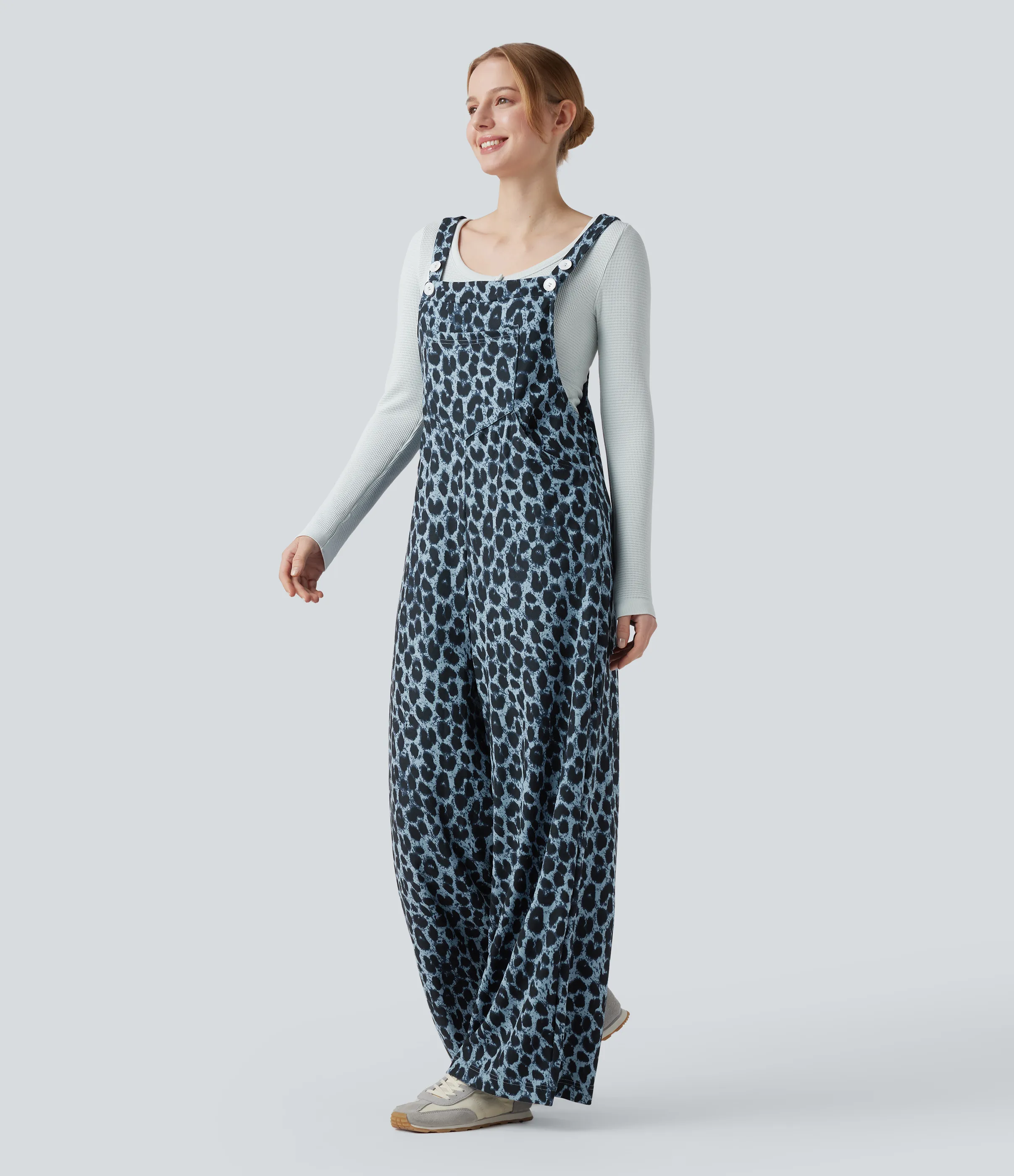 Halara Jumpsuit casual con estampado de leopardo y bolsillos - Sky Panther - S(regular) sold by Halara product image thumbnail 4