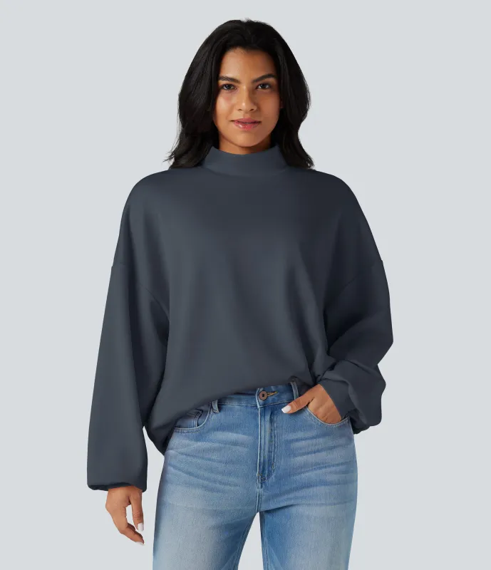 Halara Sudadera casual holgada de cuello alto con bolsillos - Ombre Blue - XS made by Halara