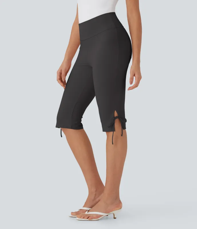 Halara Pantalones capri casuales de tiro medio con cordones y bolsillos traseros - Steel Grayness - L(regular) made by Halara