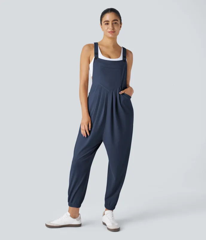 Halara Overol jogger botón correa ajustable bolsillo múltiple gofre plisado - Harbor Ink - M(tall) made by Halara