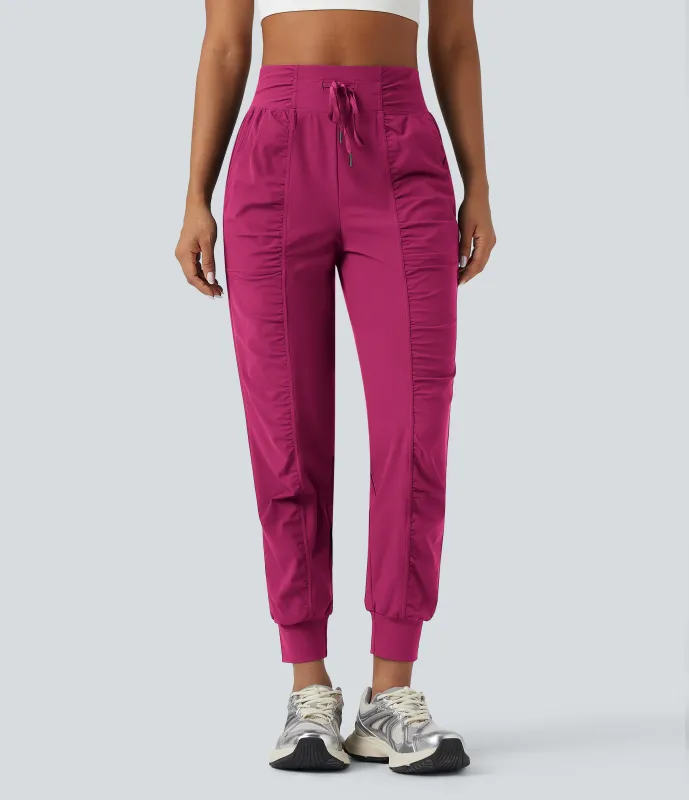 Halara Joggers de baile de tiro alto ajustado con fruncido de secado rápido y con bolsillos - Vivacious - L(petite) made by Halara