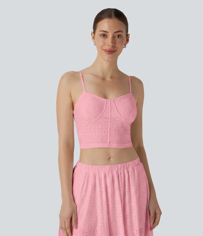 Halara Top sin mangas sin espalda tirante ajustable resort - Peach Beige - S made by Halara