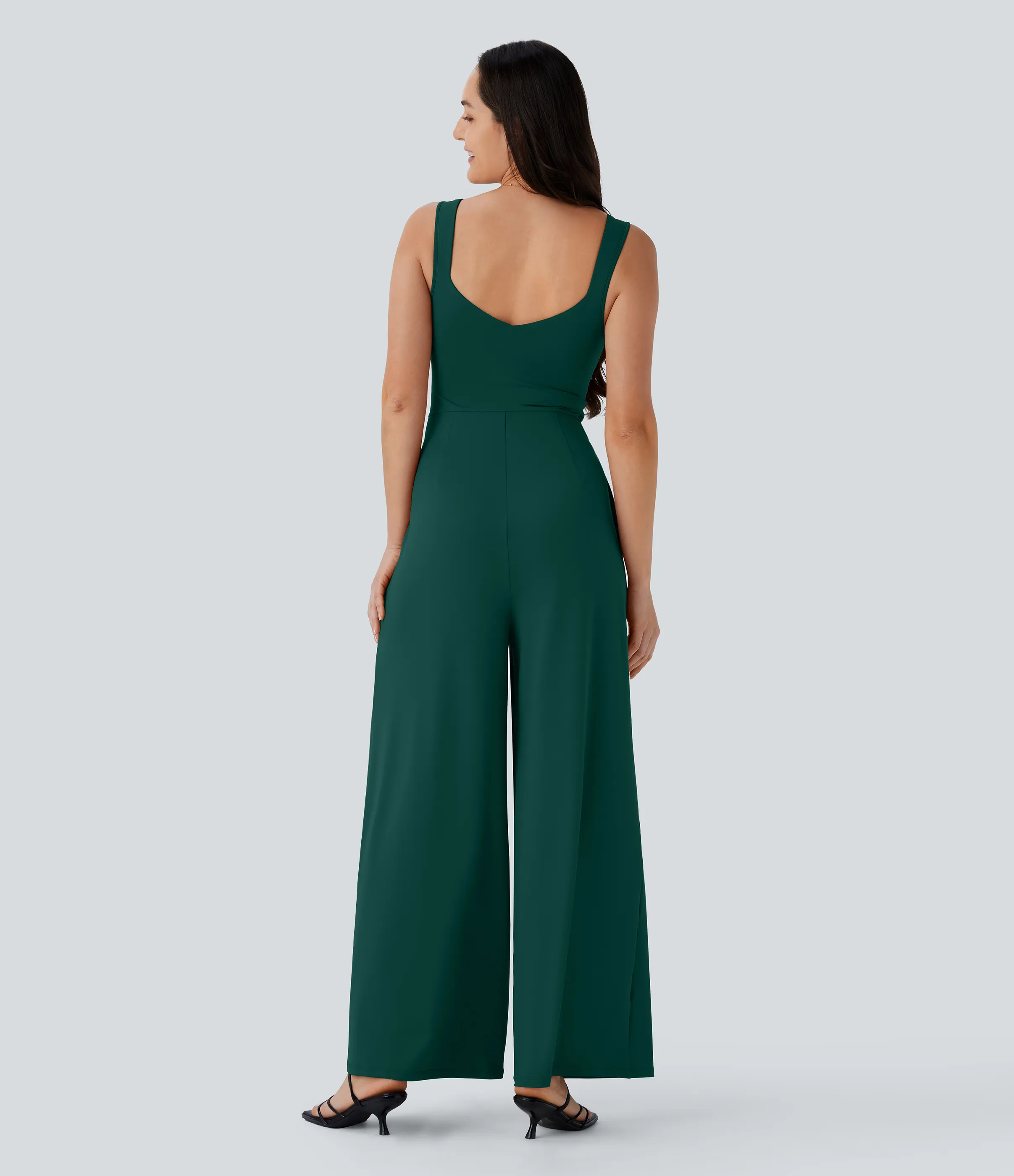 Halara Jumpsuit casual sin mangas con espalda en U y bolsillos - Rain Forest - S(petite) sold by Halara product image thumbnail 3