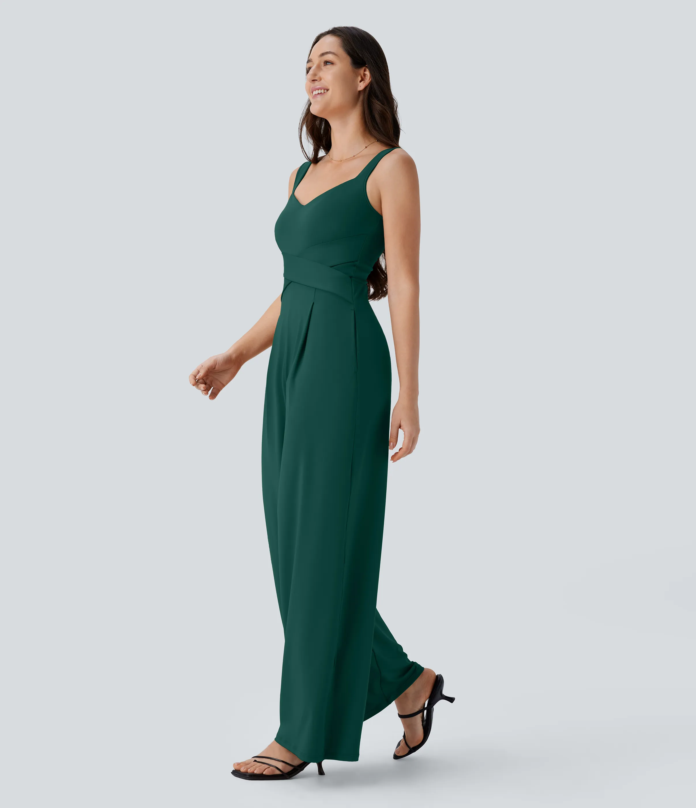 Halara Jumpsuit casual sin mangas con espalda en U y bolsillos - Rain Forest - S(petite) sold by Halara product image thumbnail 4