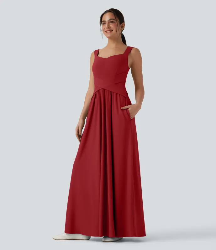 Halara Vestido largo maxi casual fluido con bolsillos - Emboldened - XL made by Halara