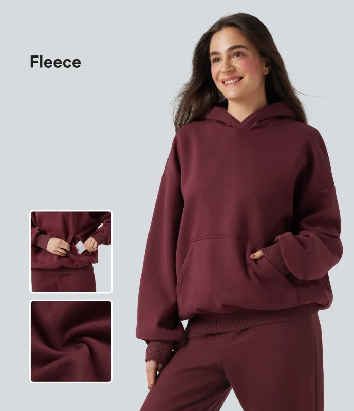 Halara Sudadera casual de algodón polar de manga larga con capucha y bolsillos - Chocolate Truffle - XL made by Halara