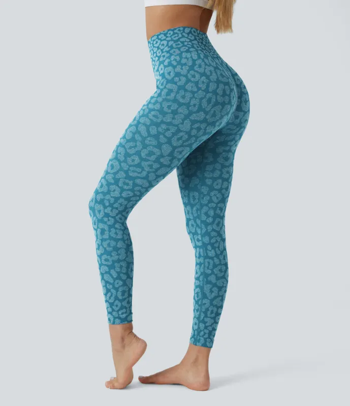 Halara Leggings yoga tiro alto estampado leopardo 7/8 sin costura - Saxony Blue - S(7/8) made by Halara